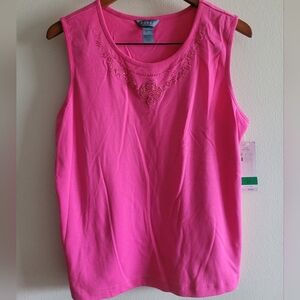 Koret beaded cotton tank top Women's Large Hot Pink